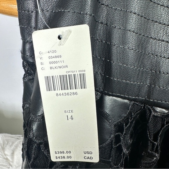 NWT Anthropologie Black Floral Faux Leather Hi Low Skirt sz 14 - Picture 7 of 8